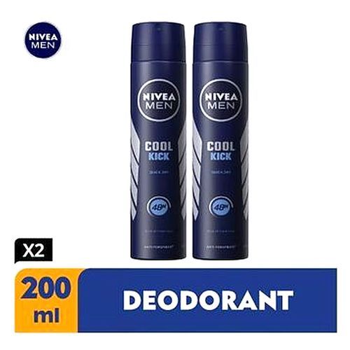 NIVEA Cool Kick Anti-Perspirant Spray For Men, 48h - 200ml (Pack Of 2)